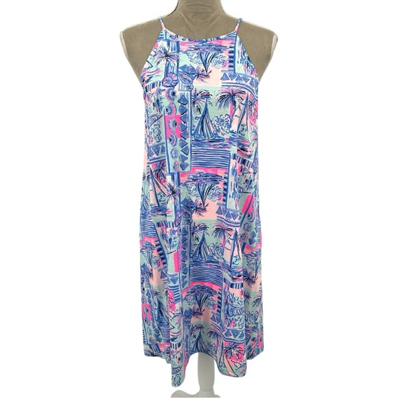 Lilly Pulitzer Margot Swing Dress in Whisper Blue Yeah Buoy Print  -Medium - NWT - Picture 2 of 8